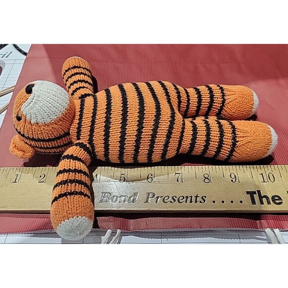 The Little Market Tiger Plush Knit striped orange RETIRED Rare made in Peru - Picture 4 of 6